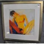 Neil Canning ARBA (British born 1960), male nude, pastels and watercolours. Framed and glazed. (B.P.