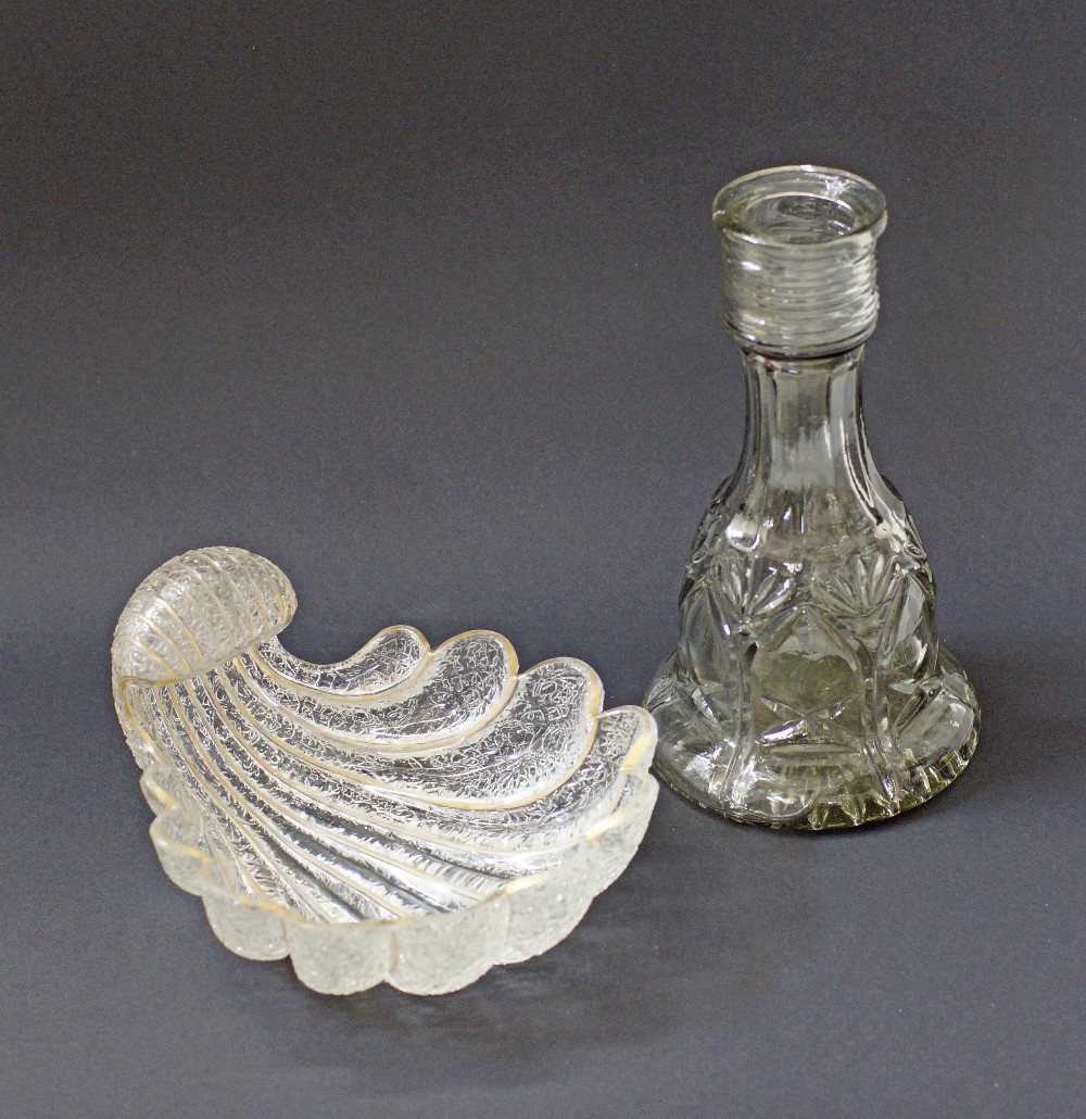 Glass bottle and bowl