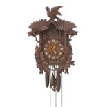 Black Forest three train double cuckoo wall clock.