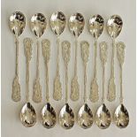 Cypriot, set of 12 silver cake / sweetmeat spoons