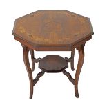 A Dutch octagonal walnut center table