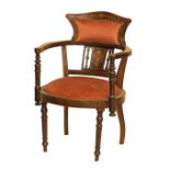 A Victorian inlaid corner / desk chair