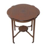 A round two tier walnut side table