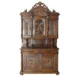 A French Renaissance style / Henry II style, carved oak Buffet a deux corps