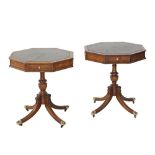 A pair of octagonal pedestal drum tables