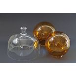 Glass dome and amber glass spherical bulbs