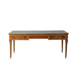 A French Louis XVI style Rosewood and Satinwood desk / bureau plat