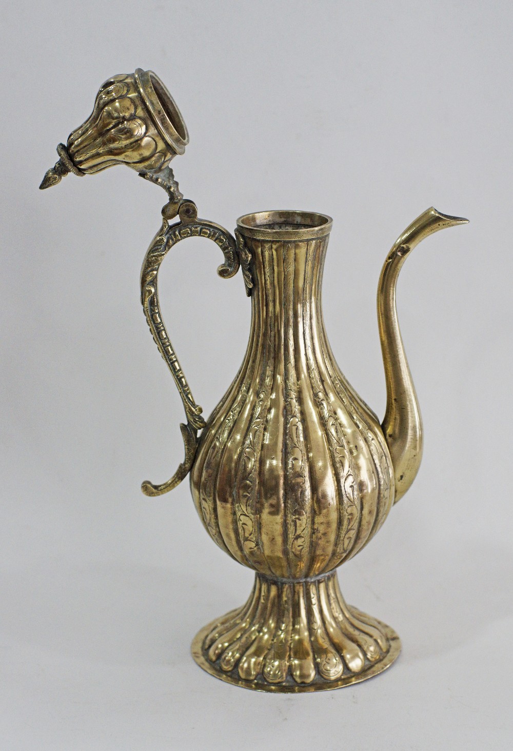 Turkish Ottoman brass ewer / coffee pot / tombak. - Image 3 of 8