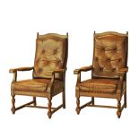 Provincial style oak armchairs