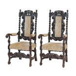 William & Mary throne armchairs.