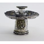 Sino-Tibetan silver candle holder.