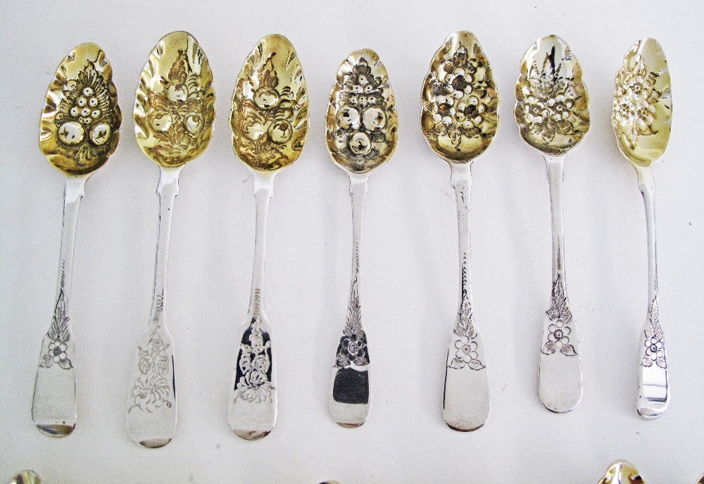 Silver berry spoons. - Image 3 of 10