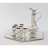 Austrian Art Deco silver plated Wine jug and goblets.