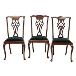 Chippendale revival side chairs.