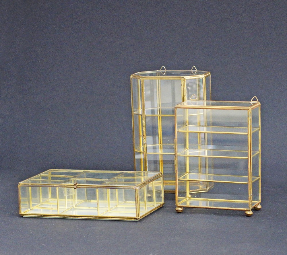 Glass jewelry boxes.