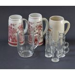 Glass and ceramic beer tankards.