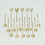 Cypriot set of eighteen silver sweetmeat forks