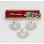 Silver cake server & dishes