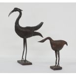 Metal sculptures of birds