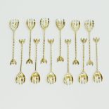 Cypriot set of twelve silver sweetmeat forks