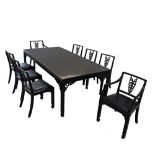A Cypriot black lacquered dining suite