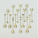 Cypriot set of fifteen silver sweetmeat forks