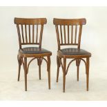A set of two beech bentwood chairs