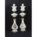 French opaline oil lamps