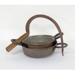 Copper pans & an iron sickle