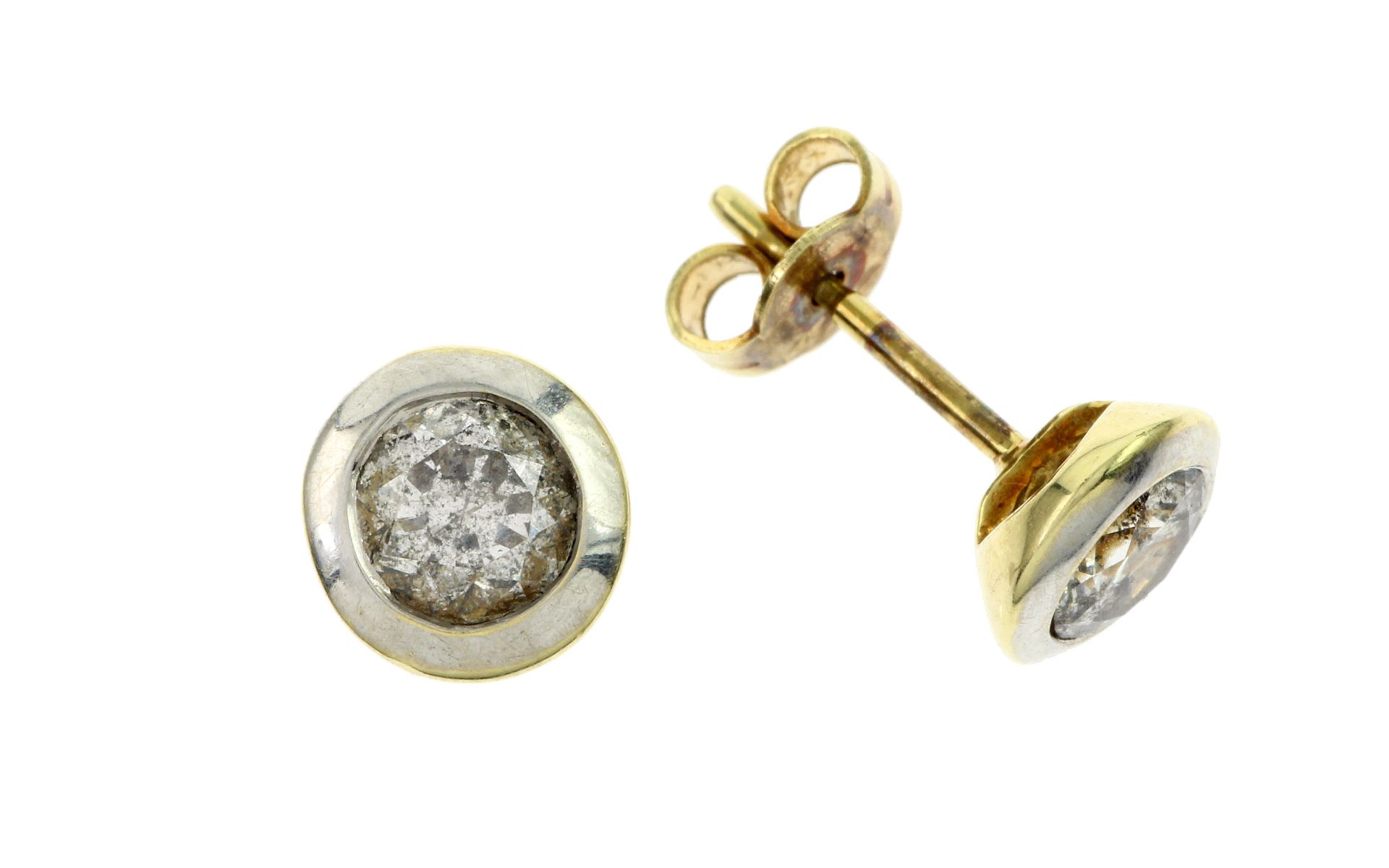 Ohrstecker 585/- Gelbgold und Weissgold mit Diamanten 1.82g