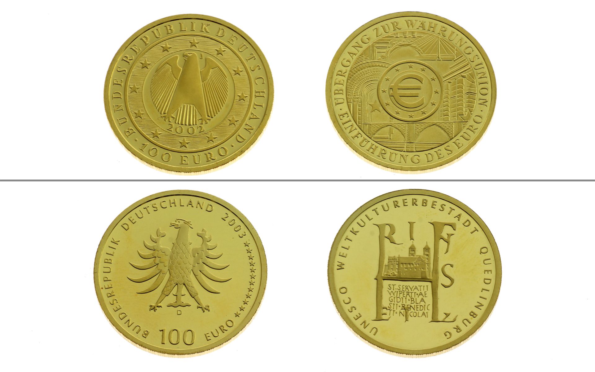 2 Goldmuenzen 100â‚¬ UNESCO Weltkulturerbe 31.1g