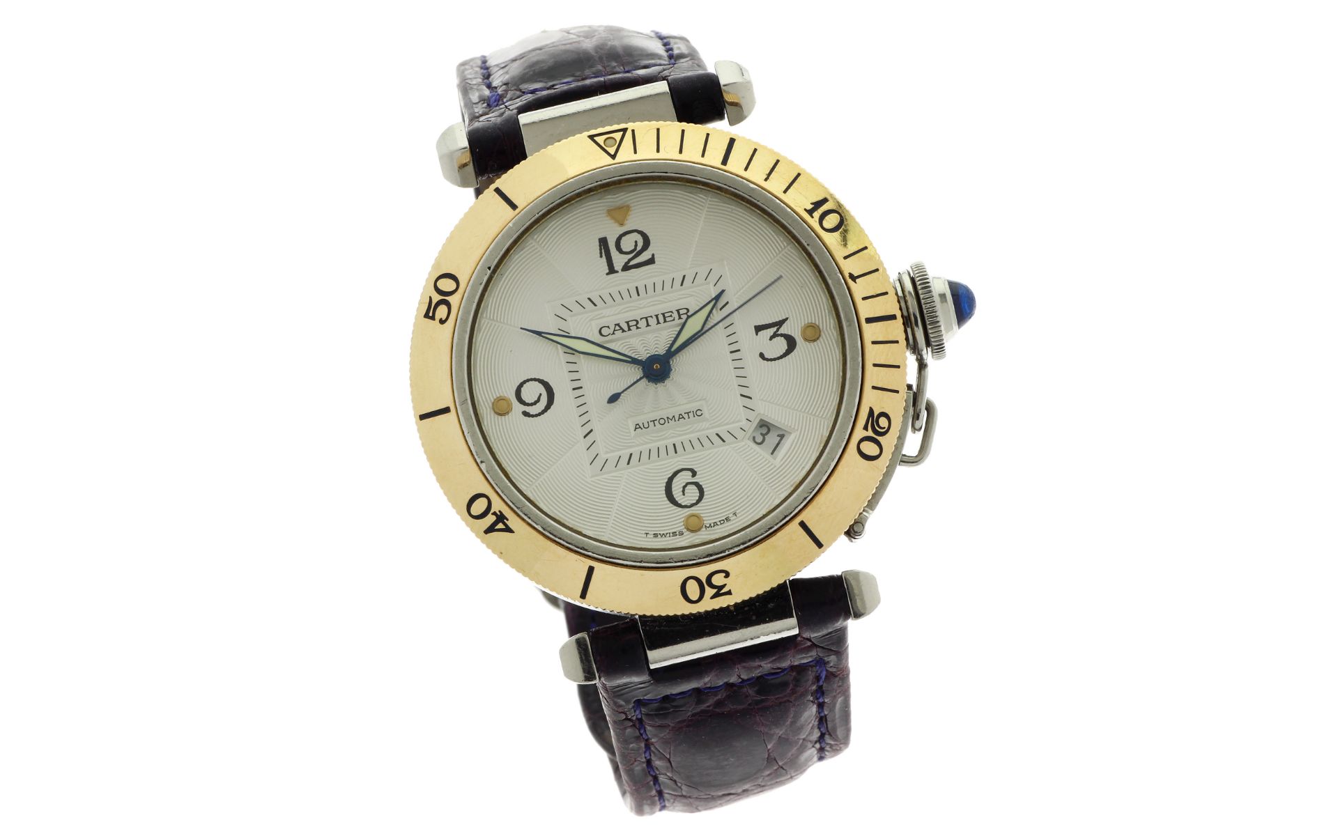 Cartier Pasha Ref. 2378 Automatik 750/- Gelbgold/Edelstahl mit Lederband ohne Box und Papiere