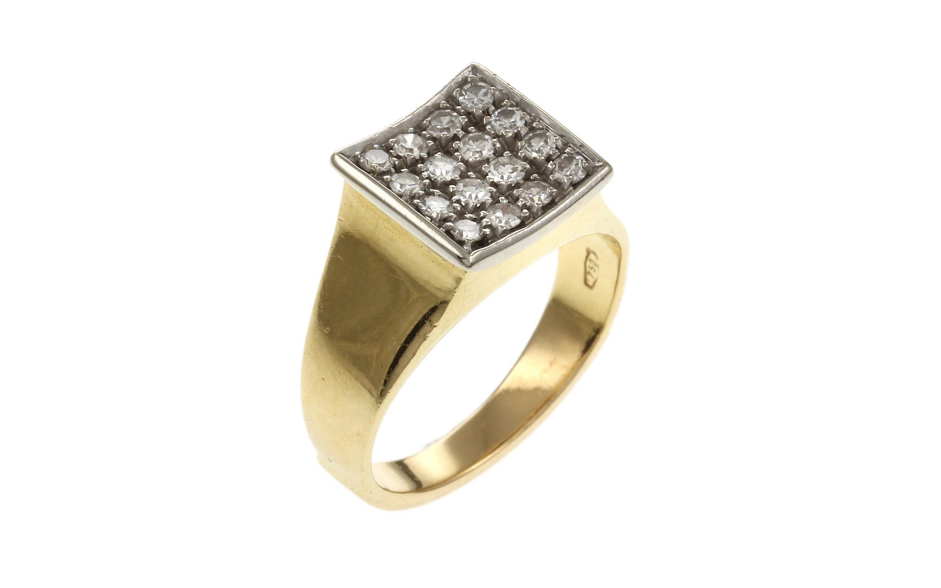 Ring 750/- Gelbgold und Weissgold mit Diamanten 6.35g