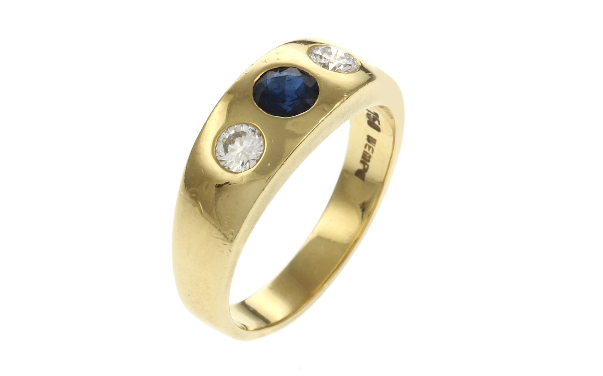 Ring 750/- Gelbgold mit Diamanten und Saphir 5.67g