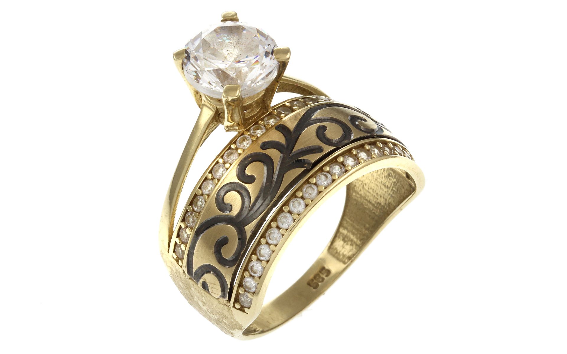 Ring 585/- Gelbgold mit Zirkonia 4.92g