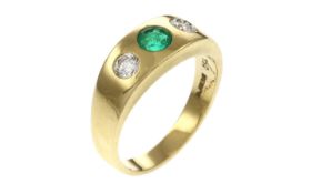 Ring 750/- Gelbgold mit Diamanten und Smaragd 5.58g