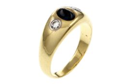 Ring 6.72 g 585/- Gelbgold mit Diamanten und Saphir