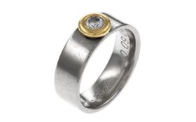 Ring 7.40 g 585/- Gelbgold und Weissgold mit Diamant