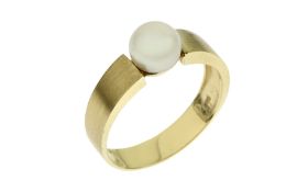 Ring 3.97g 585/- Gelbgold mit Suedsee-Zuchtperle. Ringgroesse ca. 61