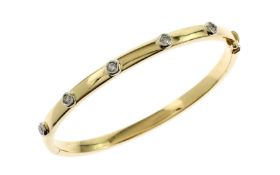 Armreif 11.29 g 585/- Gelbgold und Weissgold mit 5 Diamanten zus. ca. 0.25 ct F/vs Handgelenksumfa