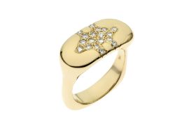 Ring 10.99 g 750/- Gelbgold mit Diamanten. 18 Diamanten zus. ca. 0.54 ct.. G/vvs-vs. Ringgroesse ca.