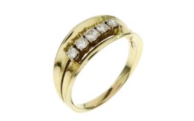 Ring 6.93 g 585/- Gelbgold mit 5 Diamanten zus. ca. 0.30 ct. G/vs Ringgroesse 61