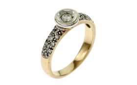 Ring 4.31 g 585/- Gelbgold und Weissgold mit 21 Diamanten zus. ca. 0.40 ct. G/si Ringgroesse 52