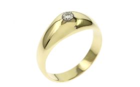 Ring 4.09g 585/- Gelbgold mit Diamant. 1 Diamant ca. 0.08 ct. F/vs2. Ringgroesse ca. 56