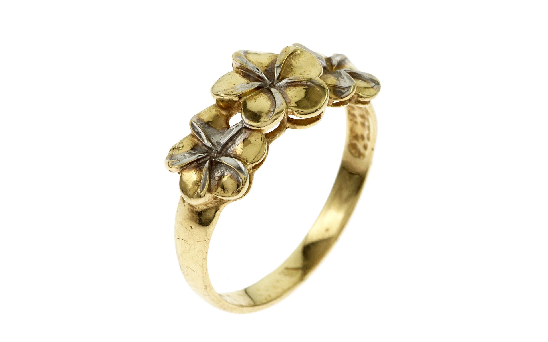 Ring 1.97g 585/- Gelbgold und Weissgold. Ringgroesse ca. 51