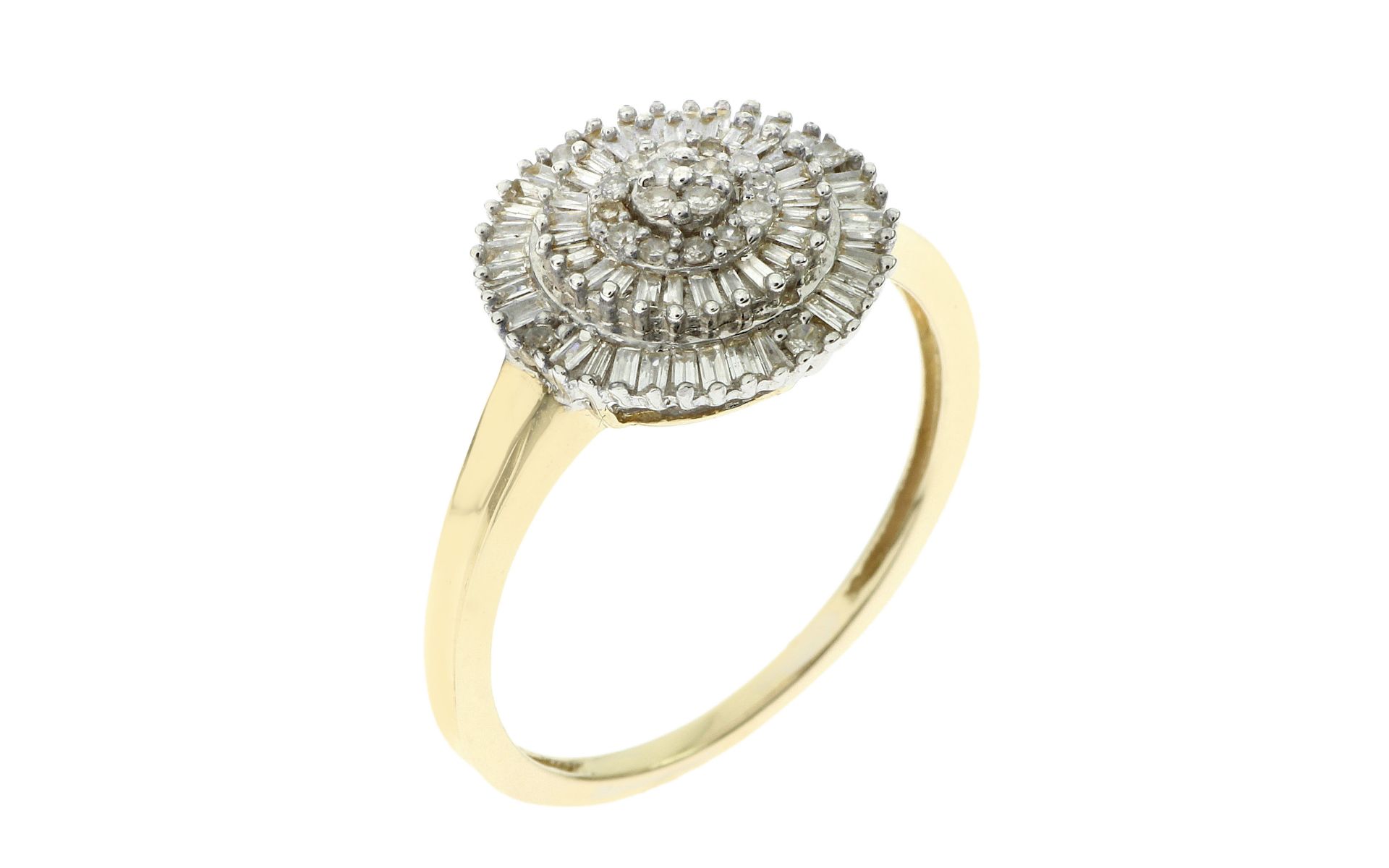 Ring 3.13g 585/- Gelbgold und Weissgold mit Diamanten. 20 Diamanten zus. ca. 0.30 ct. G/pi. 57 Diama