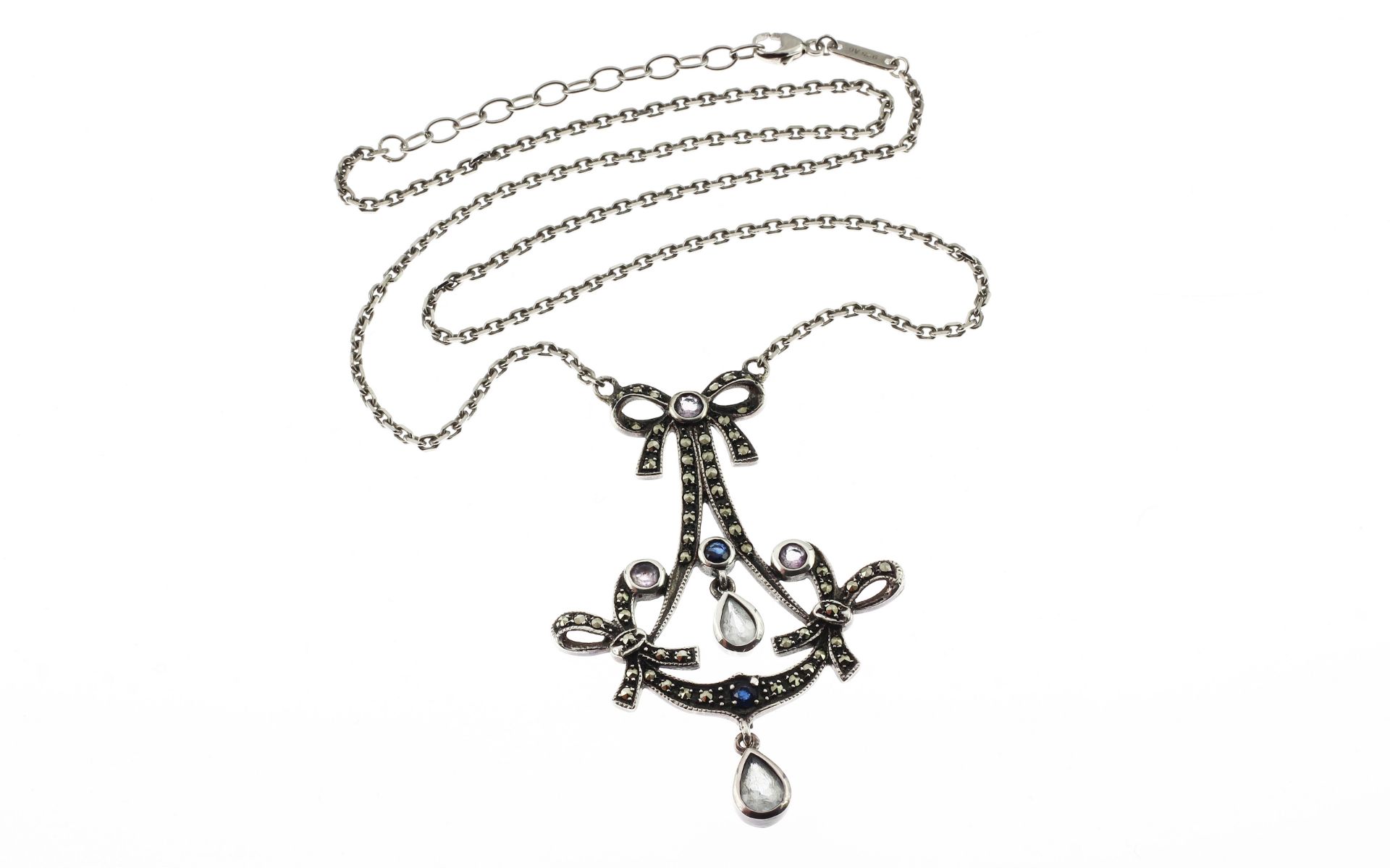 Collier 925/- Silber mit Steinen