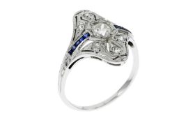 Ring 750/- WG mit Diamanten und Saphiren