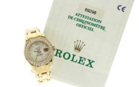 Rolex Datejust Ref. 69298 Automatik 750/- Gelbgold mit Diamant Luenette und Papiere