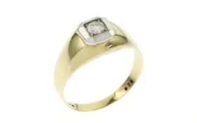 Ring 3.45 g 585/- Gelbgold und Weissgold mit 1 Diamant ca. 0.18 ct. G/ si Ringgroesse 67